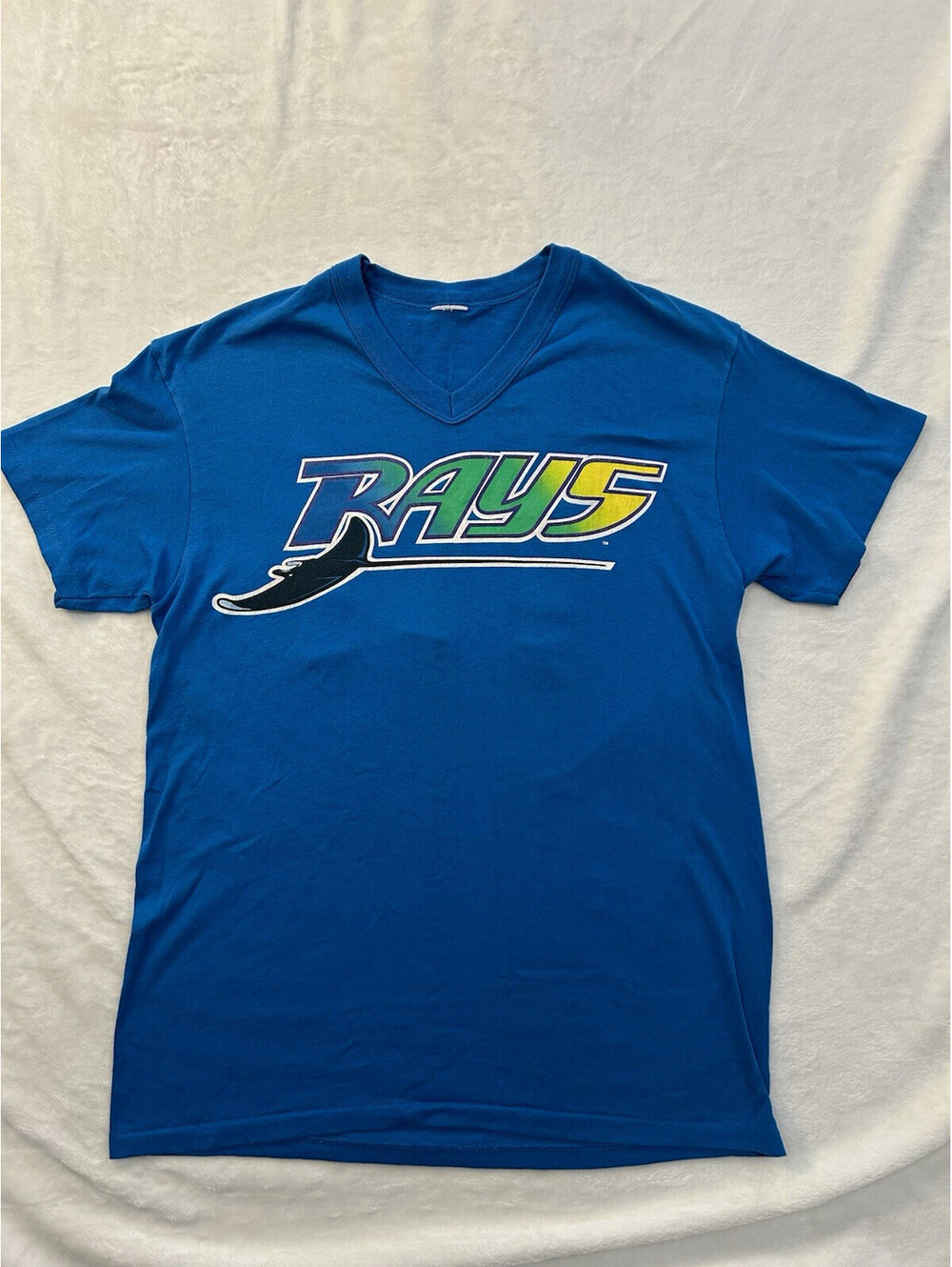 Tampa Bay Rays MLB Baseball Travis Maw Maw #10 Blue V-Neck Shirt XL